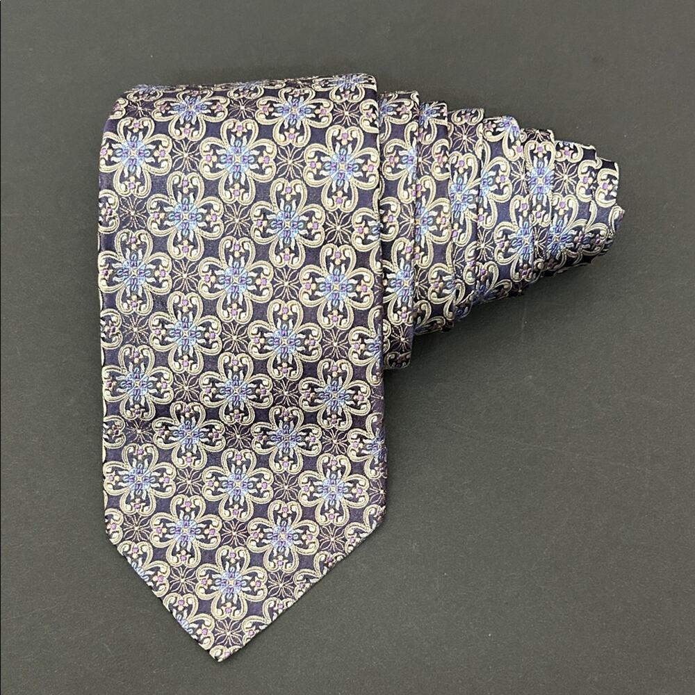 Hickey Freeman Multicolored Woven Floral Tie, 100% Silk